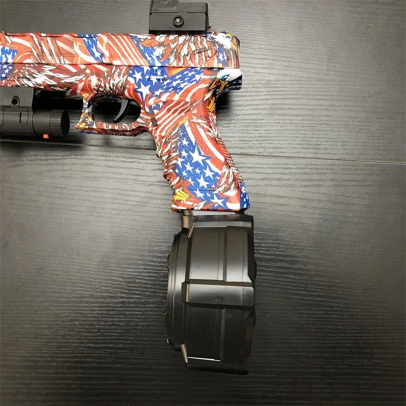 BlitzBurst Gel Blaster – Electric Rapid-Fire Gel Ball Toy with 3 Mags (Orange Tip) including a pack of 5000 gel balls