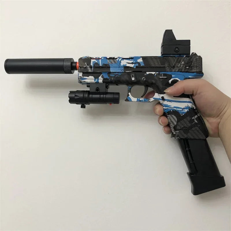 BlitzBurst Gel Blaster – Electric Rapid-Fire Gel Ball Toy with 3 Mags (Orange Tip) including a pack of 5000 gel balls