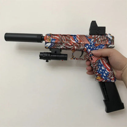 BlitzBurst Gel Blaster – Electric Rapid-Fire Gel Ball Toy with 3 Mags (Orange Tip) including a pack of 5000 gel balls