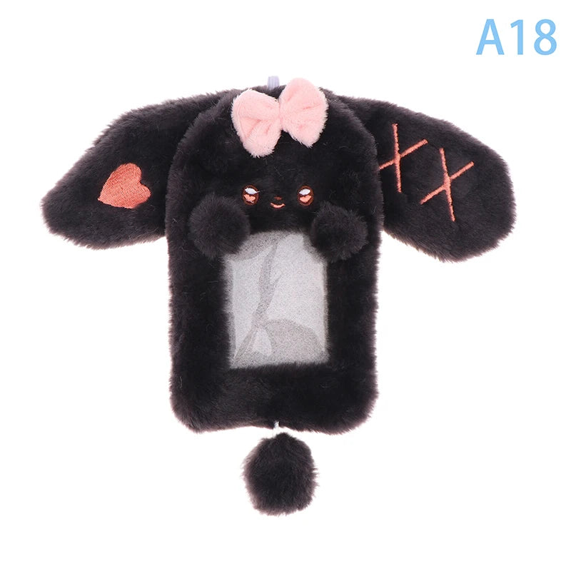 Cartoon Plush Photocard Holder Photo Card Protective Cover For Students Idol Photo Display Hanging Picture Sleeves