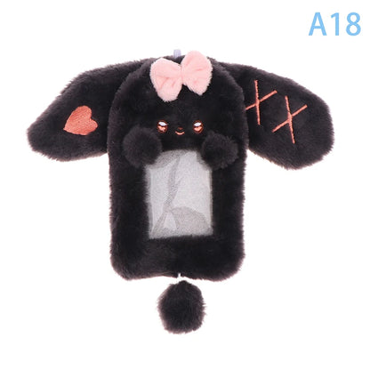 Cartoon Plush Photocard Holder Photo Card Protective Cover For Students Idol Photo Display Hanging Picture Sleeves