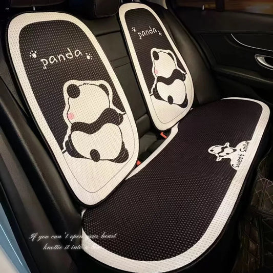 Universal Car Seat Cushion Backrest Ices Silk Material Comfortable Breathable Protector Mat Cartoon Panda Style Four Season Pad