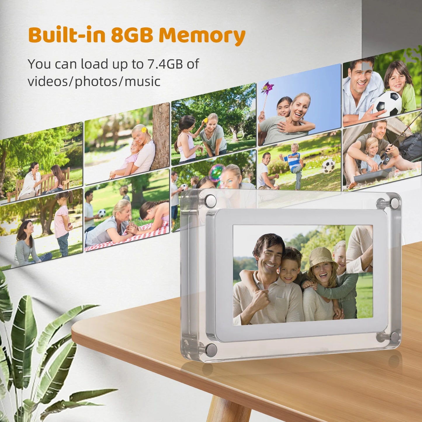 10.1 Inch WiFi Acrylic Digital Photo Frame Digital Picture Frame Photo/ Music/ Video Player Auto Rotation Built in 16GB Memory