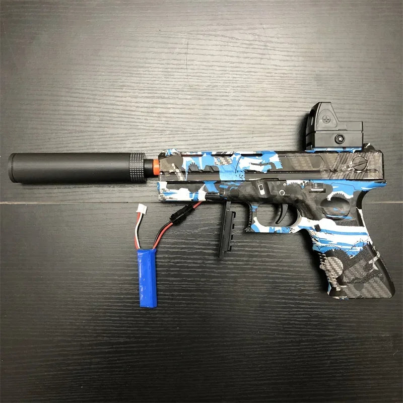 BlitzBurst Gel Blaster – Electric Rapid-Fire Gel Ball Toy with 3 Mags (Orange Tip) including a pack of 5000 gel balls