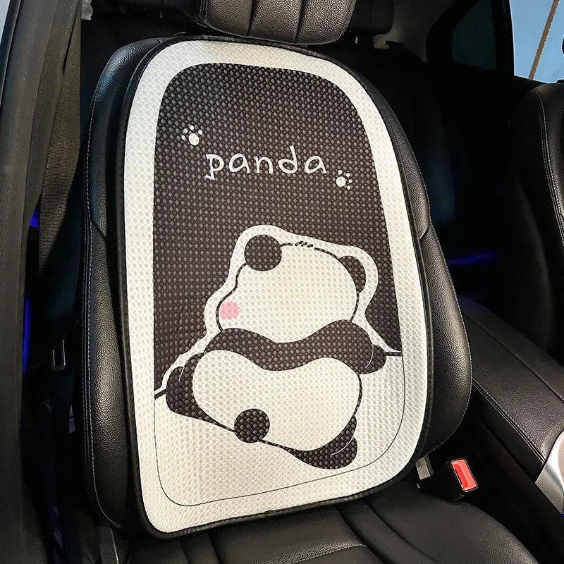 Universal Car Seat Cushion Backrest Ices Silk Material Comfortable Breathable Protector Mat Cartoon Panda Style Four Season Pad