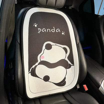 Universal Car Seat Cushion Backrest Ices Silk Material Comfortable Breathable Protector Mat Cartoon Panda Style Four Season Pad