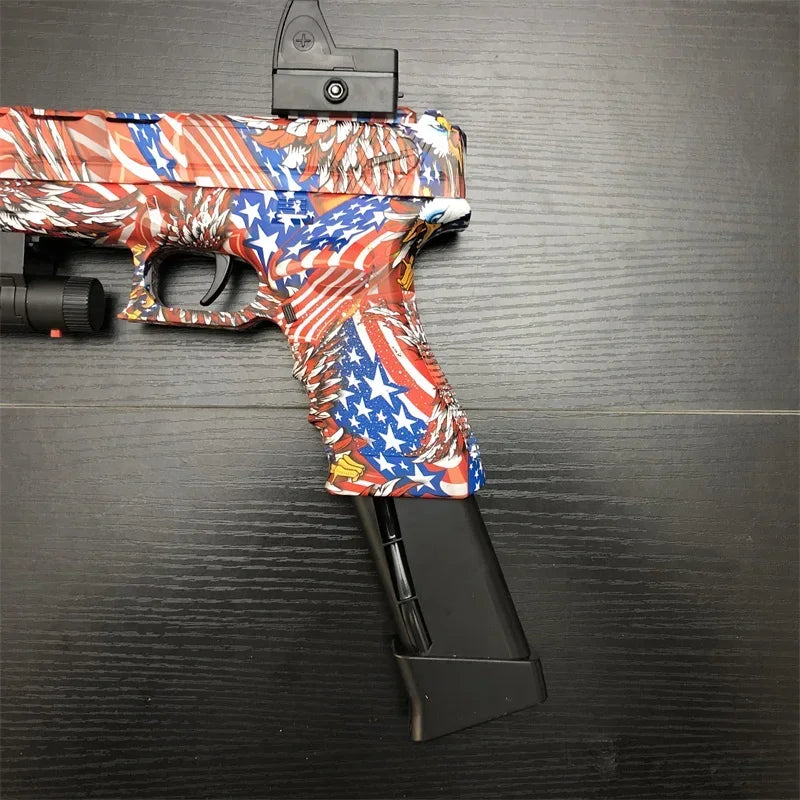 BlitzBurst Gel Blaster – Electric Rapid-Fire Gel Ball Toy with 3 Mags (Orange Tip) including a pack of 5000 gel balls