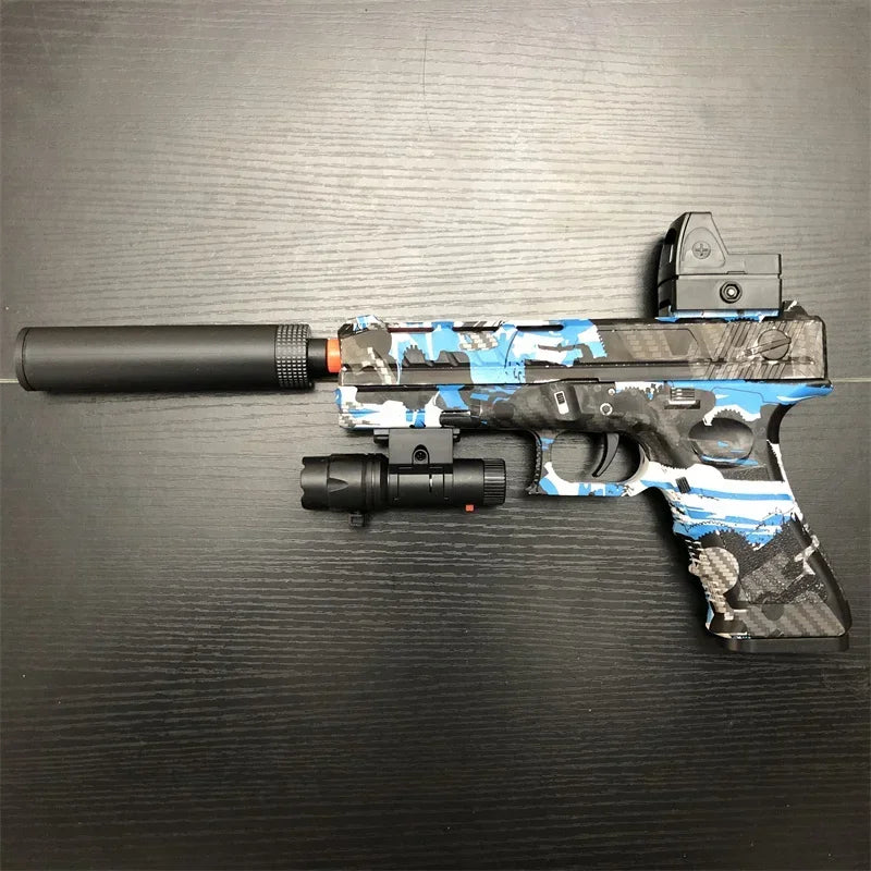 BlitzBurst Gel Blaster – Electric Rapid-Fire Gel Ball Toy with 3 Mags (Orange Tip) including a pack of 5000 gel balls