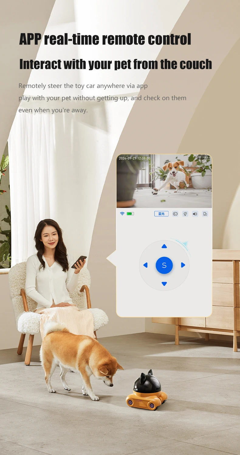 4G Wifi Whole-house Mobile Toy With HD Camera Cat Dog Smart Toy Pet Companion Robot