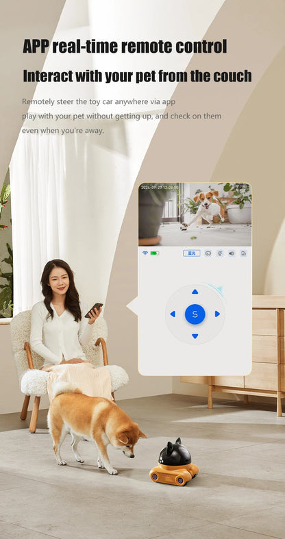 4G Wifi Whole-house Mobile Toy With HD Camera Cat Dog Smart Toy Pet Companion Robot
