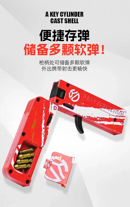 1-3pcs 2.0 Upgraded Lifecard Alloy Folding Gun Toy Soft Bullet Blaster Shooting Model Pistol For Adults Kids Christmas Gifts