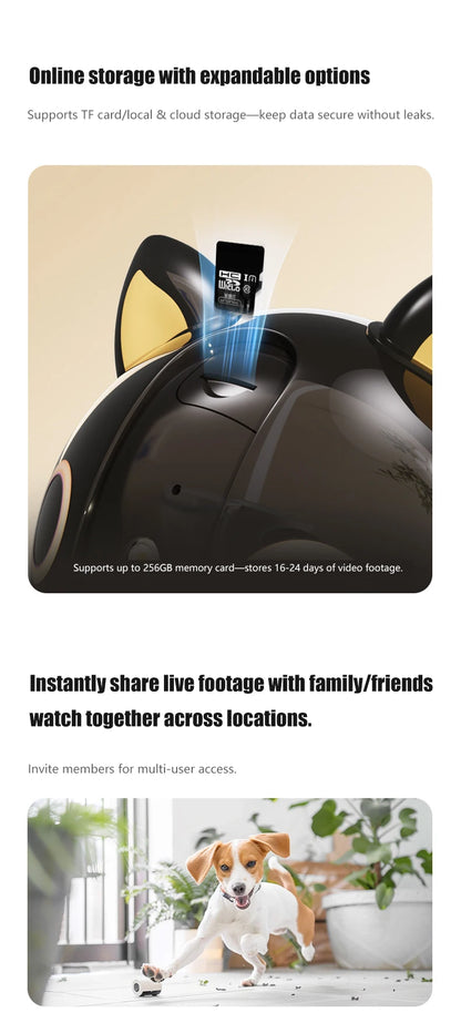 4G Wifi Whole-house Mobile Toy With HD Camera Cat Dog Smart Toy Pet Companion Robot