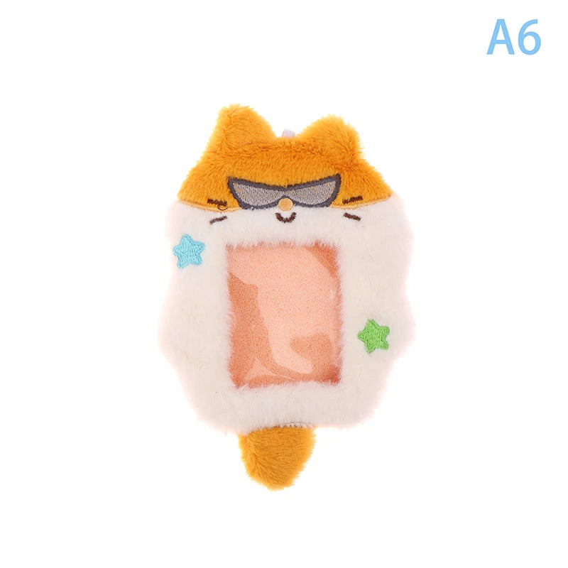 Cartoon Plush Photocard Holder Photo Card Protective Cover For Students Idol Photo Display Hanging Picture Sleeves