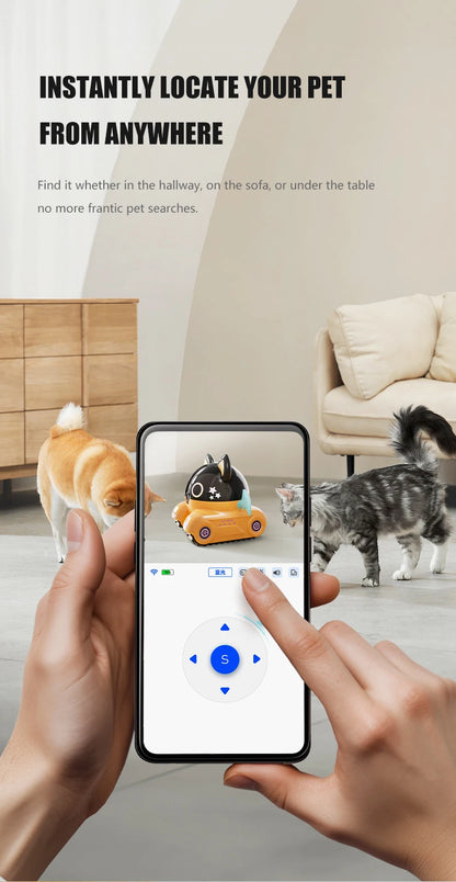 4G Wifi Whole-house Mobile Toy With HD Camera Cat Dog Smart Toy Pet Companion Robot