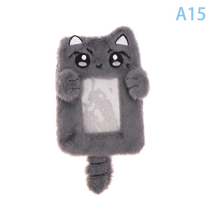 Cartoon Plush Photocard Holder Photo Card Protective Cover For Students Idol Photo Display Hanging Picture Sleeves