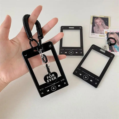 Creative Music Player Photocard Holder Student ID Card Holder Idol Photo Display Protect Storage Card Case Keychain Bag Pendants