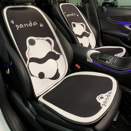 Universal Car Seat Cushion Backrest Ices Silk Material Comfortable Breathable Protector Mat Cartoon Panda Style Four Season Pad