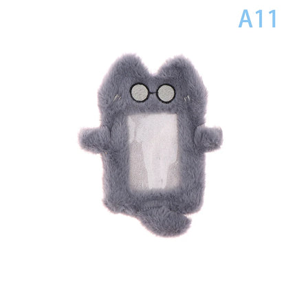 Cartoon Plush Photocard Holder Photo Card Protective Cover For Students Idol Photo Display Hanging Picture Sleeves