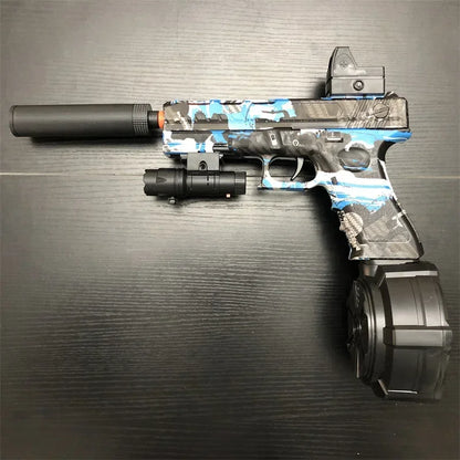 BlitzBurst Gel Blaster – Electric Rapid-Fire Gel Ball Toy with 3 Mags (Orange Tip) including a pack of 5000 gel balls