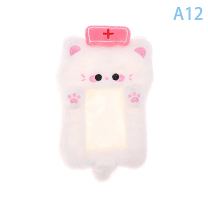 Cartoon Plush Photocard Holder Photo Card Protective Cover For Students Idol Photo Display Hanging Picture Sleeves