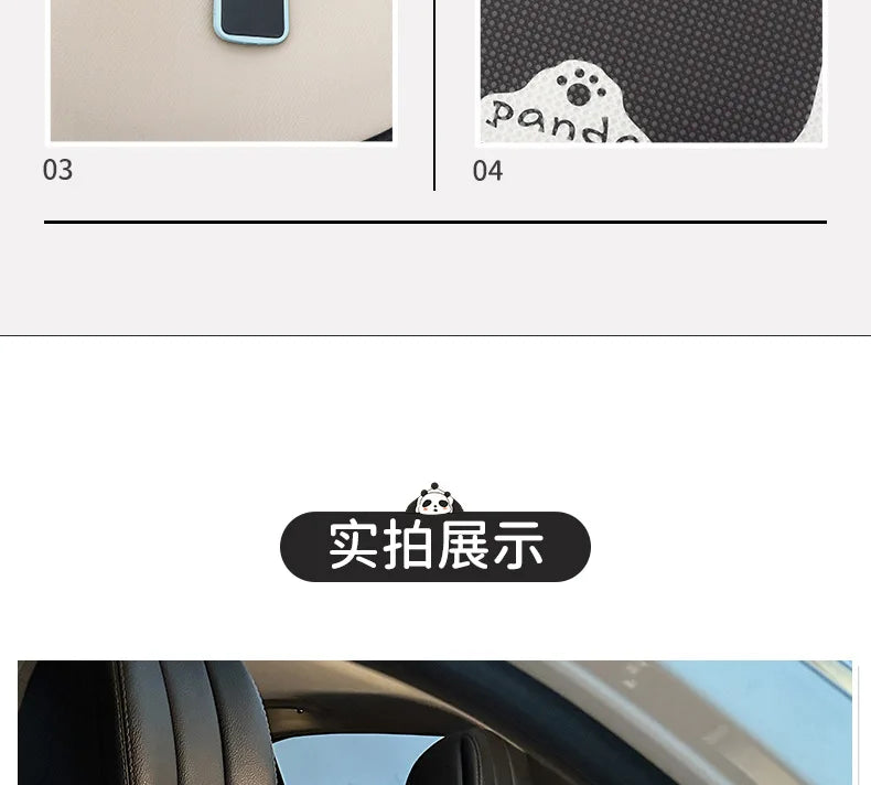 Universal Car Seat Cushion Backrest Ices Silk Material Comfortable Breathable Protector Mat Cartoon Panda Style Four Season Pad