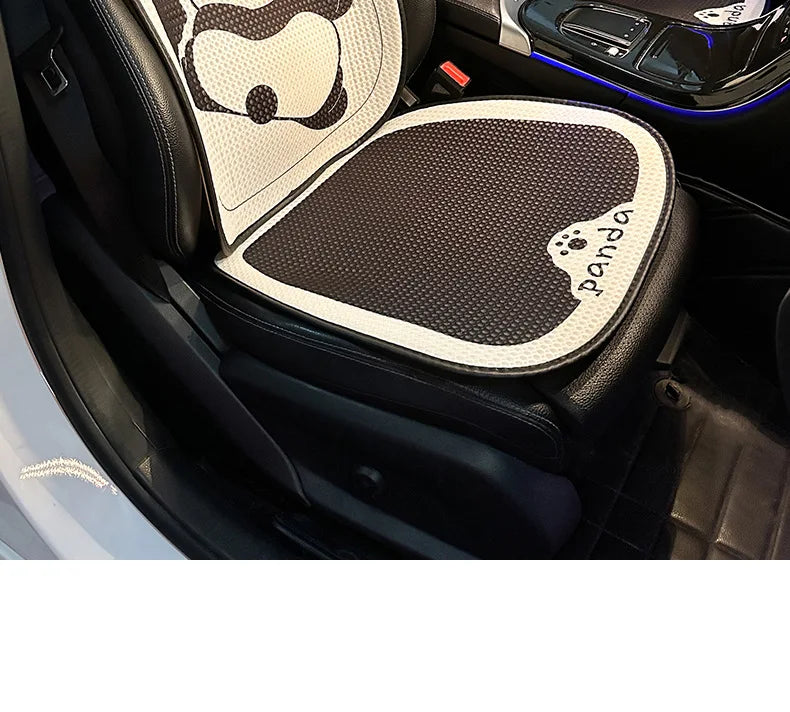 Universal Car Seat Cushion Backrest Ices Silk Material Comfortable Breathable Protector Mat Cartoon Panda Style Four Season Pad