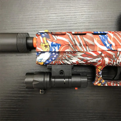 BlitzBurst Gel Blaster – Electric Rapid-Fire Gel Ball Toy with 3 Mags (Orange Tip) including a pack of 5000 gel balls