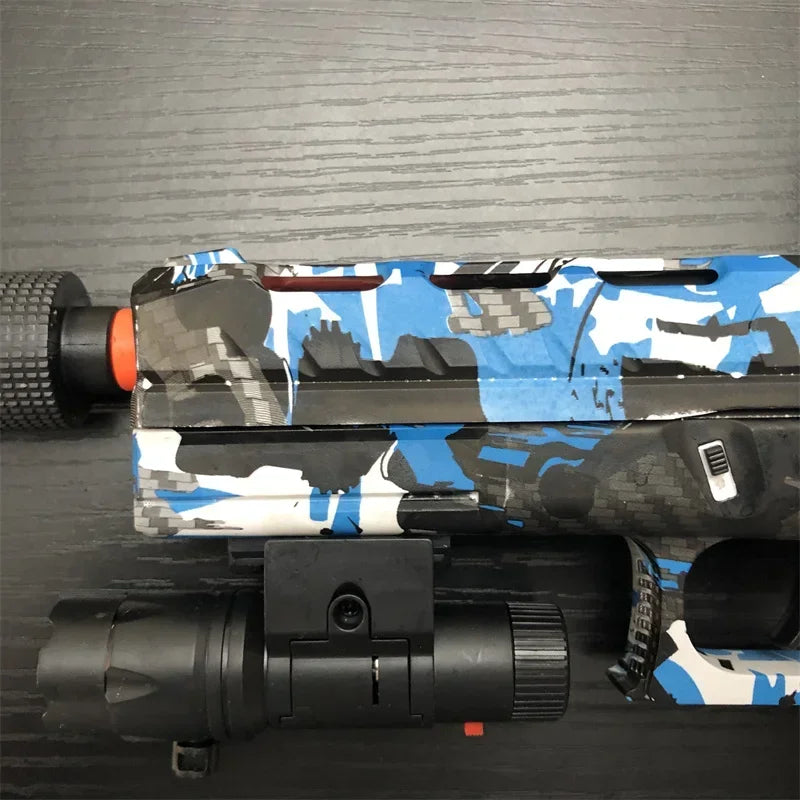 BlitzBurst Gel Blaster – Electric Rapid-Fire Gel Ball Toy with 3 Mags (Orange Tip) including a pack of 5000 gel balls