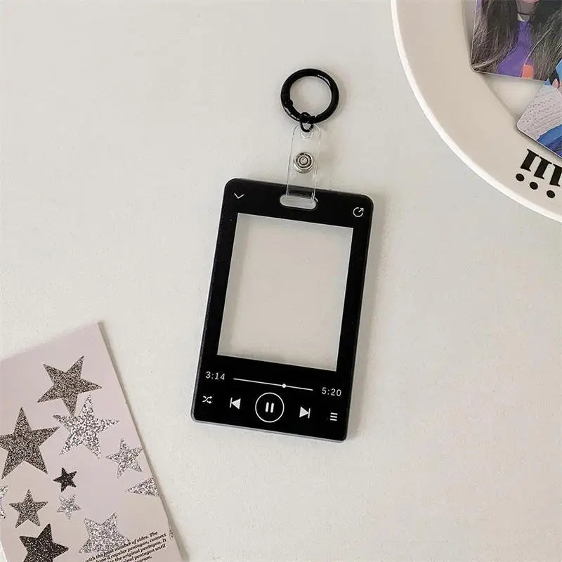 Creative Music Player Photocard Holder Student ID Card Holder Idol Photo Display Protect Storage Card Case Keychain Bag Pendants