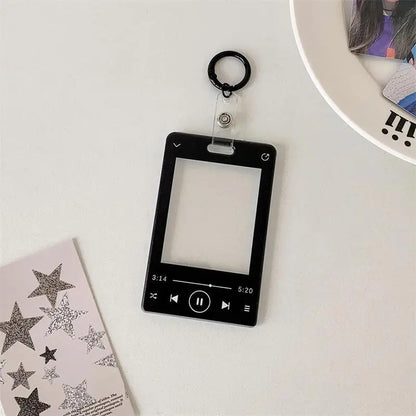 Creative Music Player Photocard Holder Student ID Card Holder Idol Photo Display Protect Storage Card Case Keychain Bag Pendants
