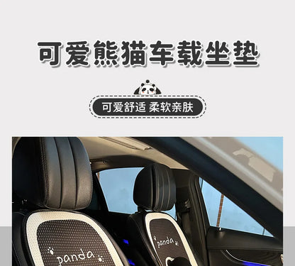 Universal Car Seat Cushion Backrest Ices Silk Material Comfortable Breathable Protector Mat Cartoon Panda Style Four Season Pad