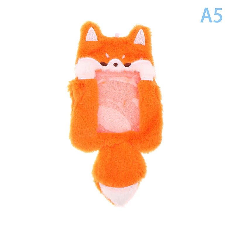 Cartoon Plush Photocard Holder Photo Card Protective Cover For Students Idol Photo Display Hanging Picture Sleeves