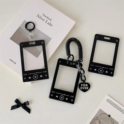 Creative Music Player Photocard Holder Student ID Card Holder Idol Photo Display Protect Storage Card Case Keychain Bag Pendants