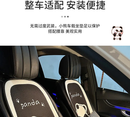 Universal Car Seat Cushion Backrest Ices Silk Material Comfortable Breathable Protector Mat Cartoon Panda Style Four Season Pad