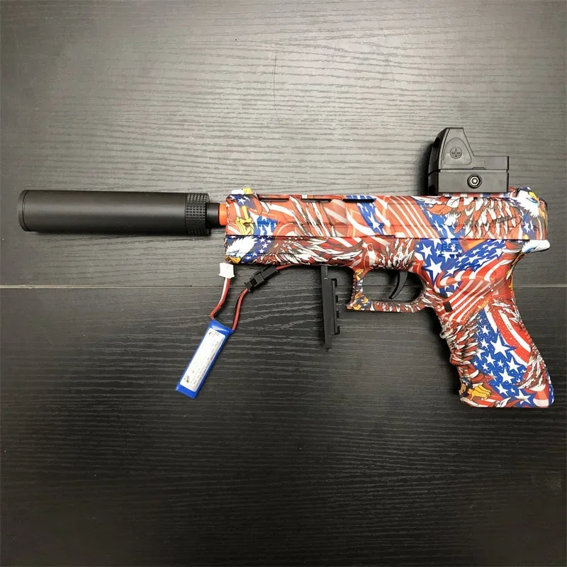 BlitzBurst Gel Blaster – Electric Rapid-Fire Gel Ball Toy with 3 Mags (Orange Tip) including a pack of 5000 gel balls