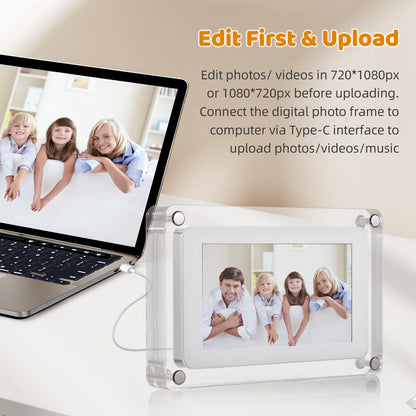 10.1 Inch WiFi Acrylic Digital Photo Frame Digital Picture Frame Photo/ Music/ Video Player Auto Rotation Built in 16GB Memory