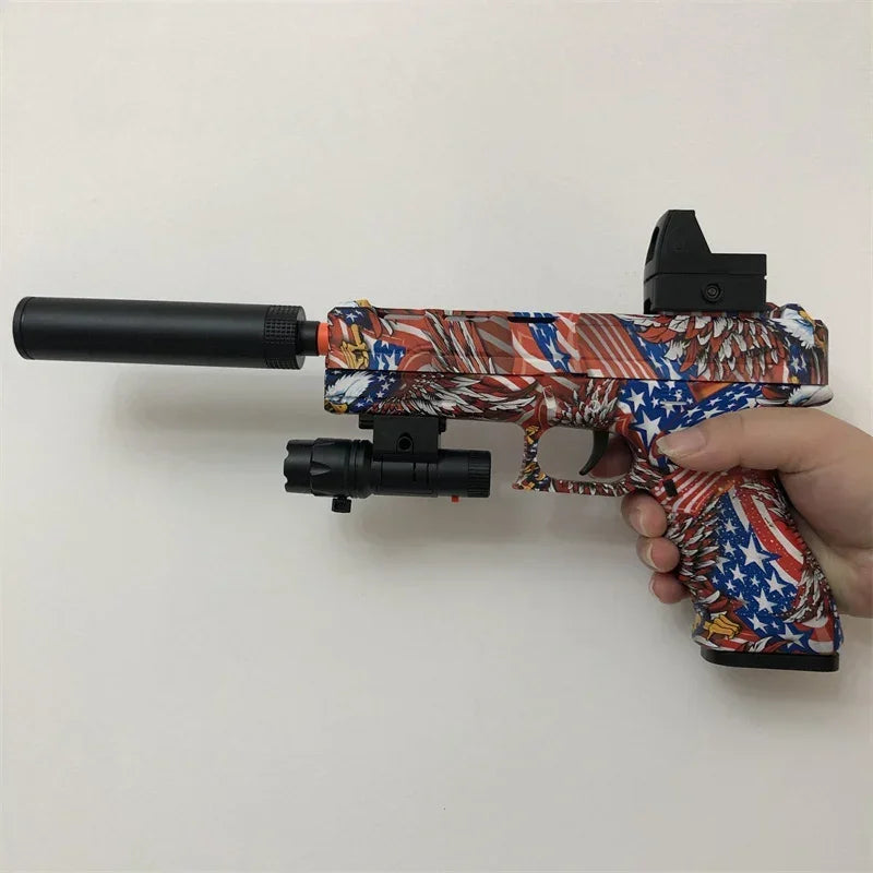 BlitzBurst Gel Blaster – Electric Rapid-Fire Gel Ball Toy with 3 Mags (Orange Tip) including a pack of 5000 gel balls