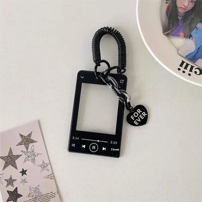 Creative Music Player Photocard Holder Student ID Card Holder Idol Photo Display Protect Storage Card Case Keychain Bag Pendants