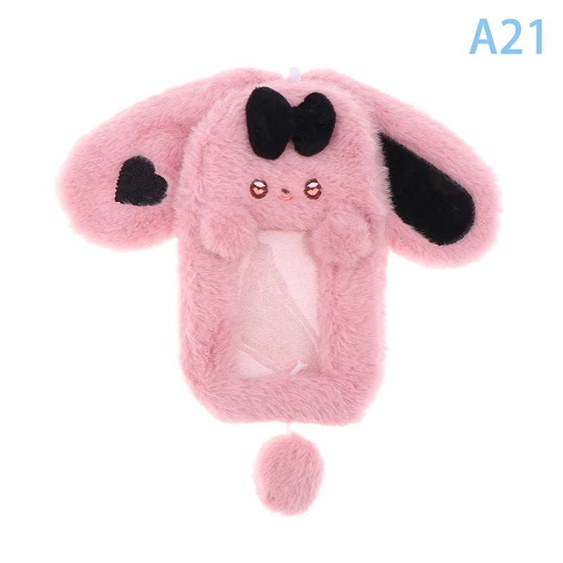 Cartoon Plush Photocard Holder Photo Card Protective Cover For Students Idol Photo Display Hanging Picture Sleeves