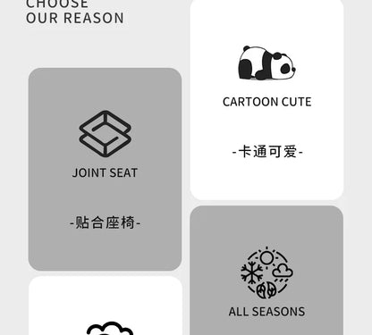 Universal Car Seat Cushion Backrest Ices Silk Material Comfortable Breathable Protector Mat Cartoon Panda Style Four Season Pad