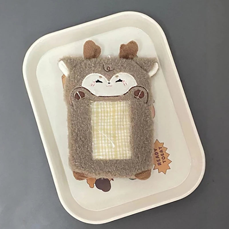 Cartoon Plush Photocard Holder Photo Card Protective Cover For Students Idol Photo Display Hanging Picture Sleeves